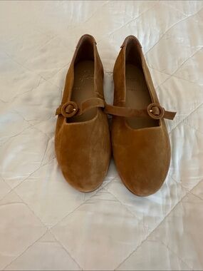 beek Suede Mary Jane Flats in Cognac Brown